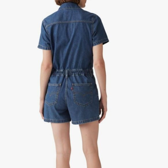 LEVI's Women's Type III Romper XS Denim Medium Wash Blue Button Pockets NWOT - Picture 2 of 14